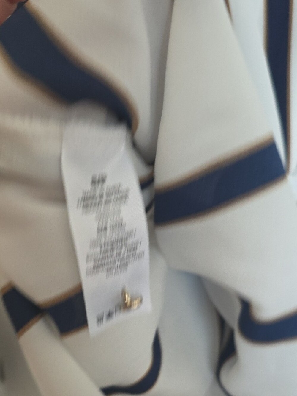 Striped White Tunic Long Shirt with Navy and Gold Accent - Picture 6 of 7